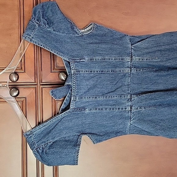 Molly Bracken Denim Fit & Flare Tied Back Jean Dress Size Large Read Modcloth - Picture 2 of 5